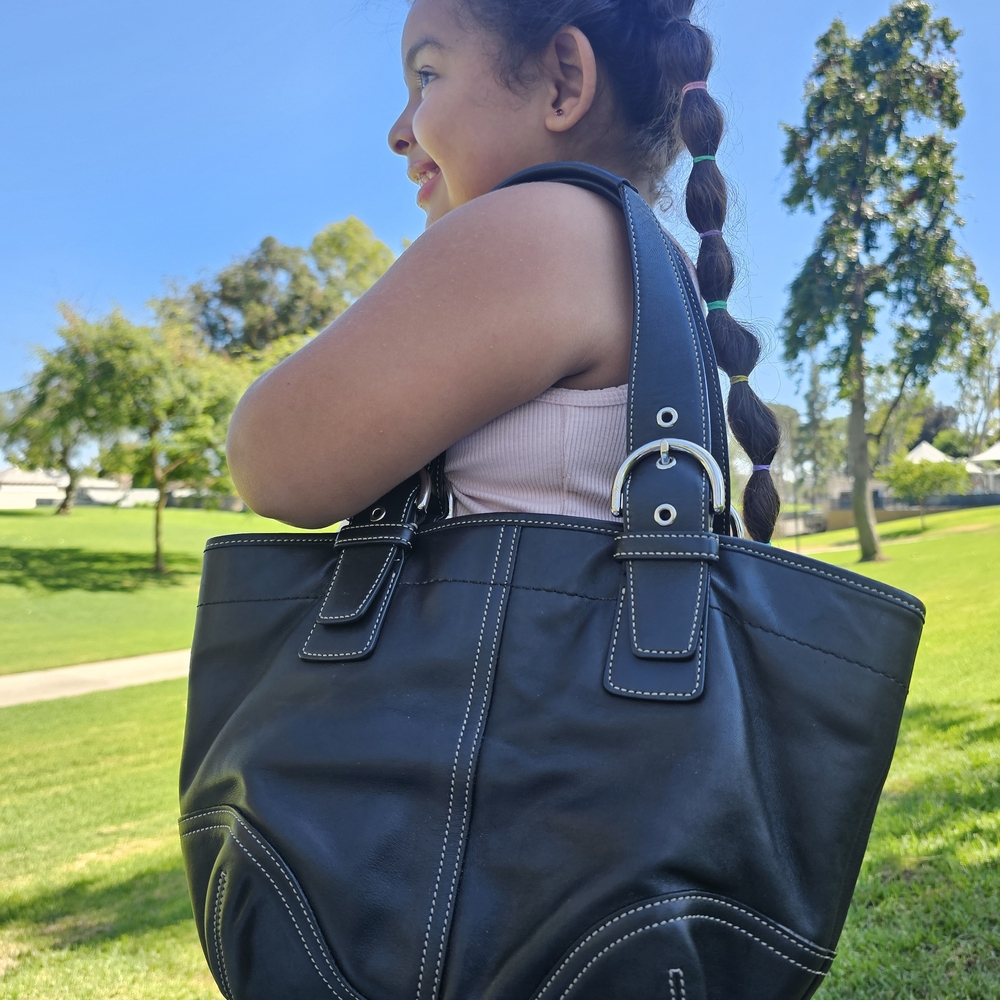 Coach Black Leather Tote Bag